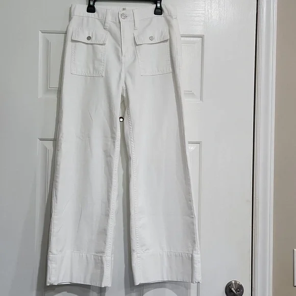 FRAME the 70s patch pocket crop in white Size 24 - Picture 4 of 9